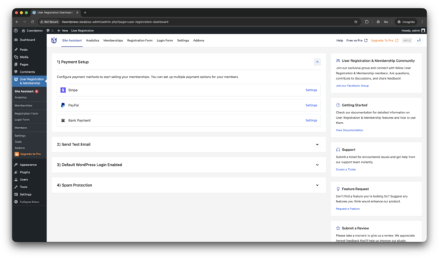 User Registration & Membership is installed.