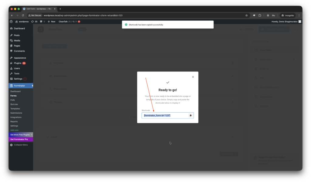 Use a short code like this on any page or post of your site