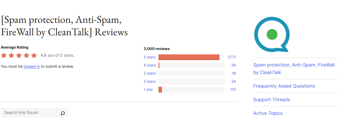 https://wordpress.org/support/plugin/cleantalk-spam-protect/reviews