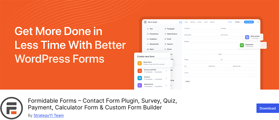 Formidable free wordpress form
