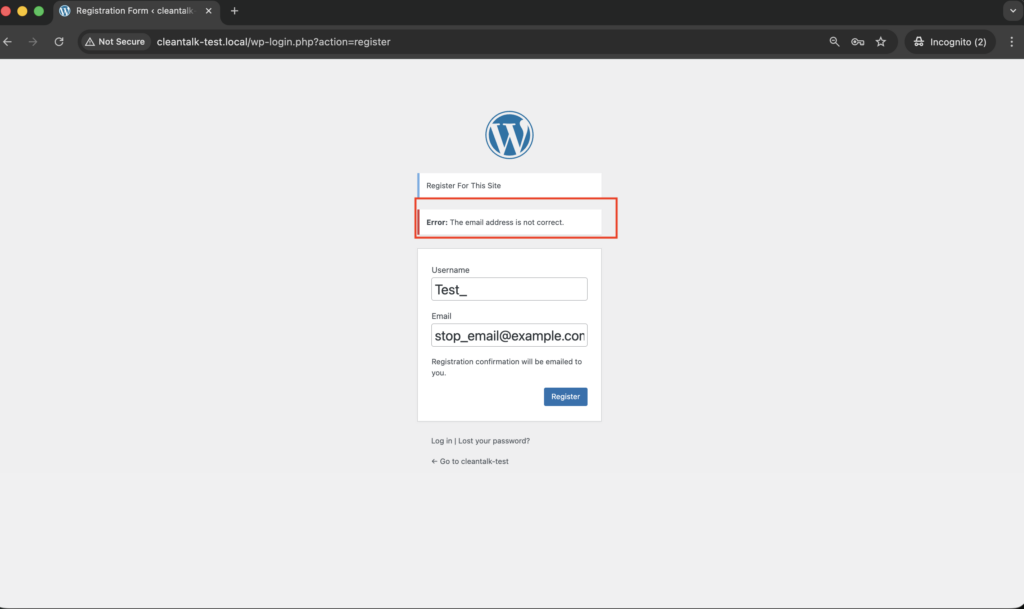 spam protection check result