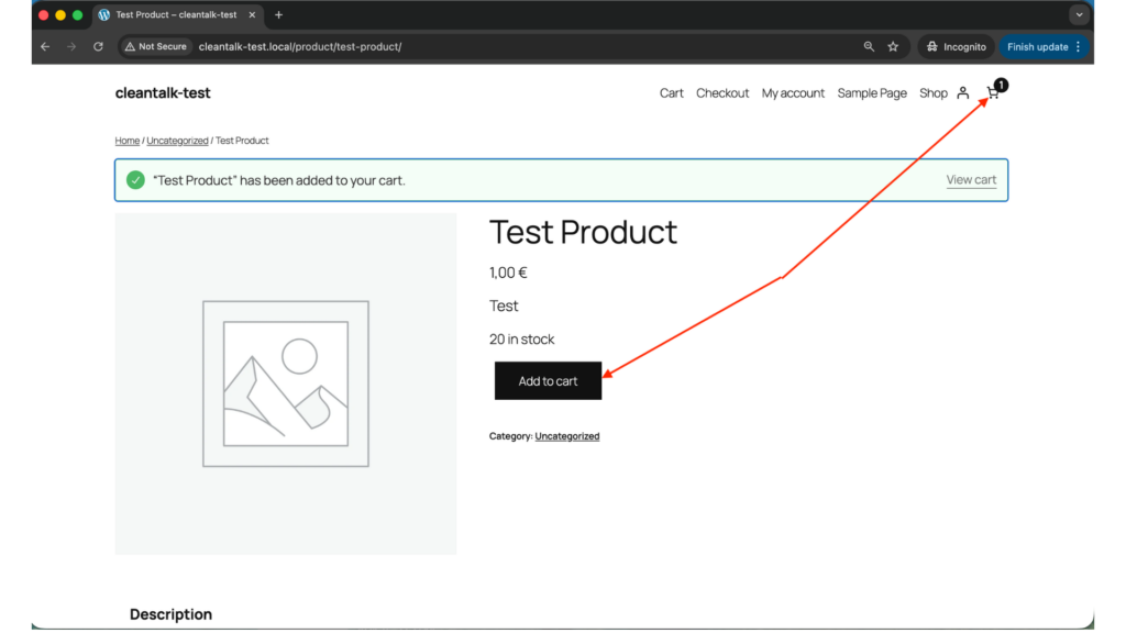 Fake order creation WooCommerce  step 1.
