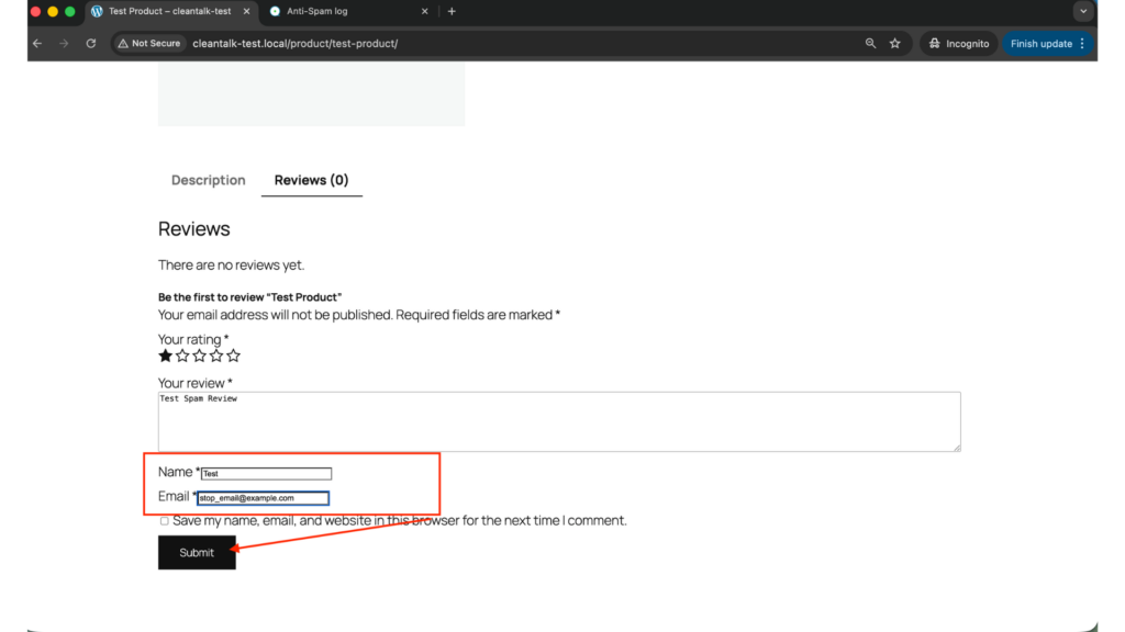 Fake review creation WooCommerce step 1.