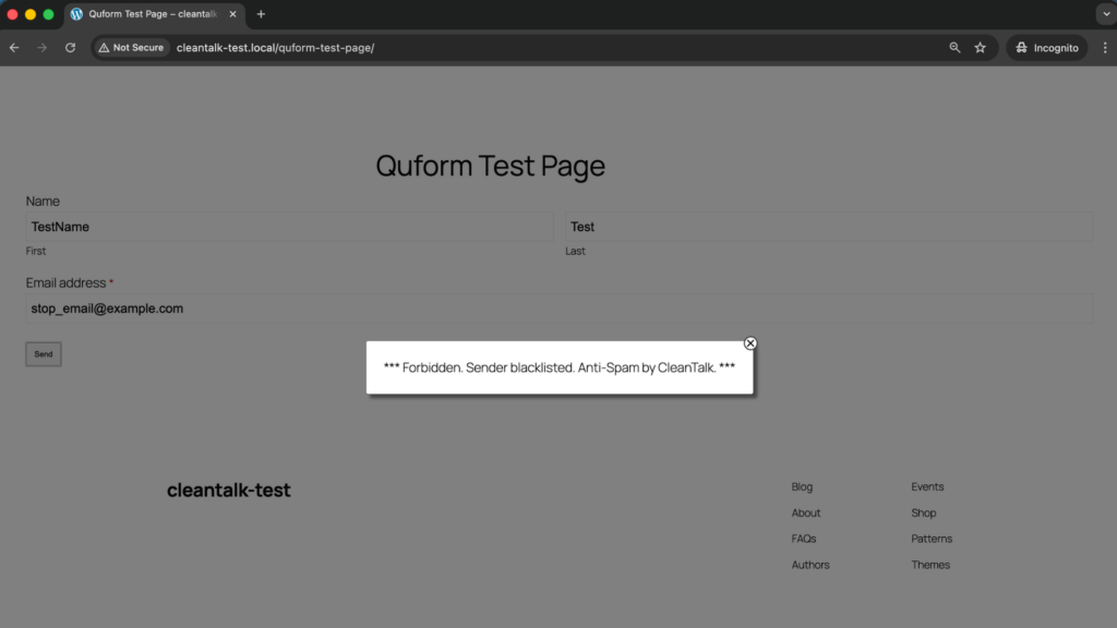 If everything is configured properly, the submission should be blocked or should not appear as a normal legitimate entry in your form workflow.
