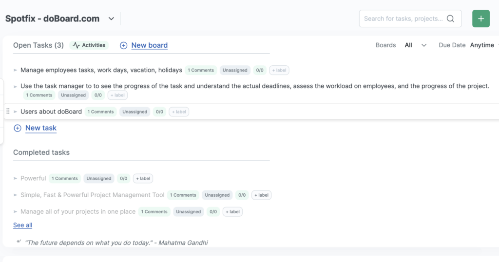 A submitted Spot appears instantly as a task on a dedicated site-specific board, where it can be managed like a regular task.