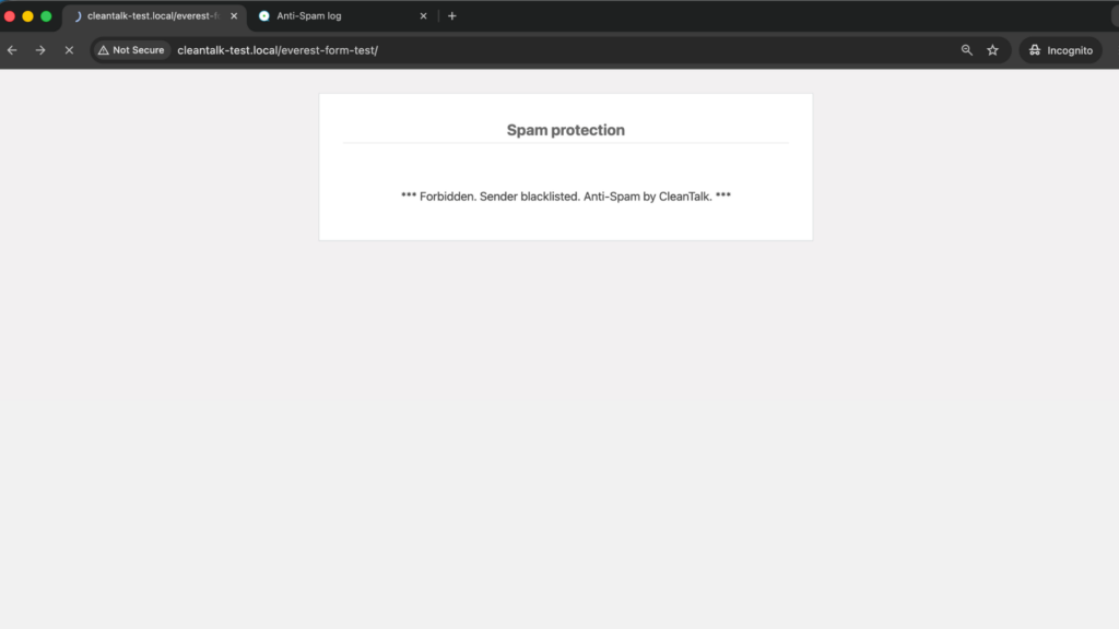 If the anti-spam protection is working correctly, the submission should be blocked.