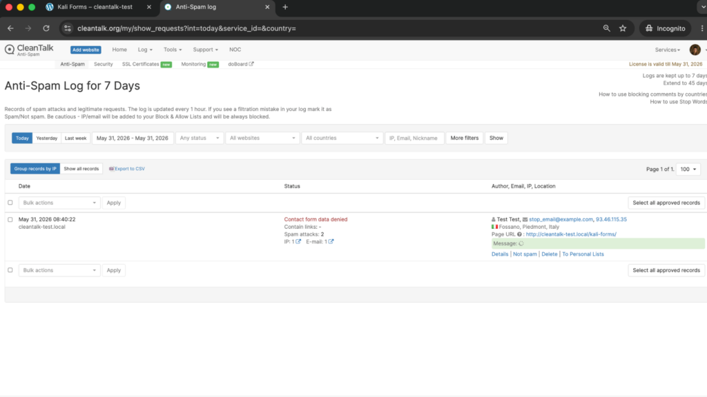 If everything is configured properly, the submission should be blocked or should not appear as a normal legitimate entry in your form workflow.