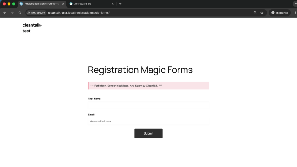 If everything is configured properly, the submission should be blocked or should not appear as a normal legitimate entry in your form workflow.