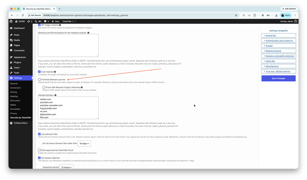 Frontend Malware scanner as part of SPBCT.