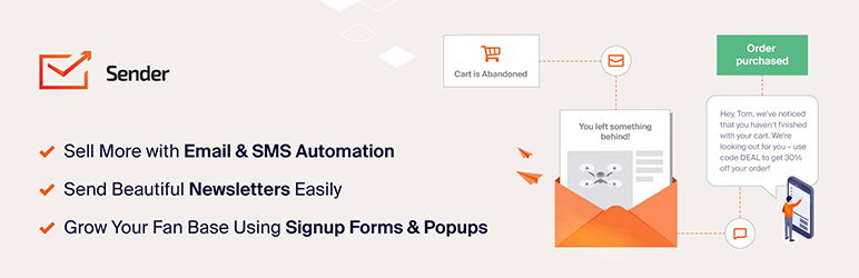 Sender – Newsletter, SMS and Email Marketing Automation for WooCommerce banner from https://wordpress.org/plugins/sender-net-automated-emails/