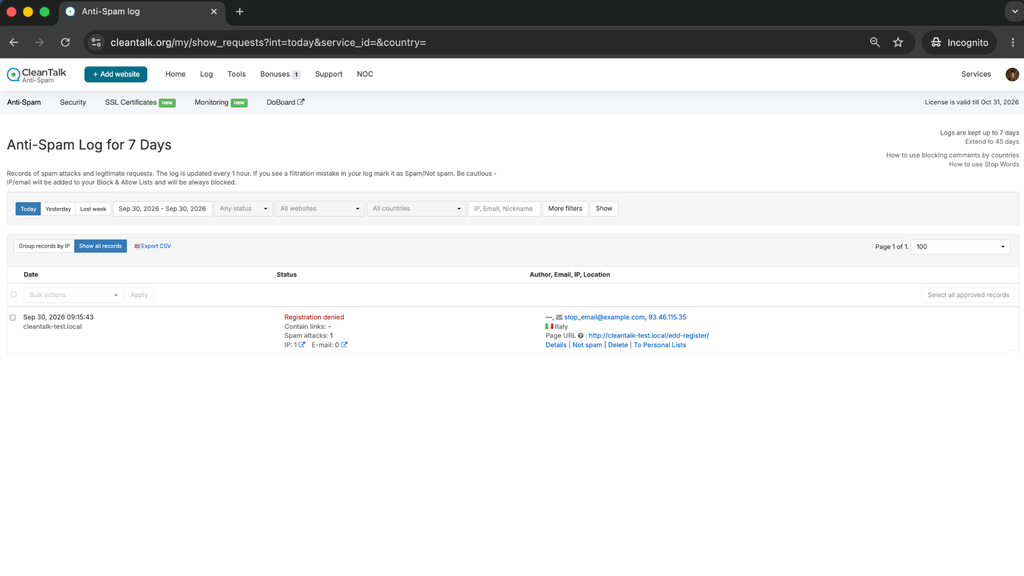 Anti-Spam Cloud Dashboard