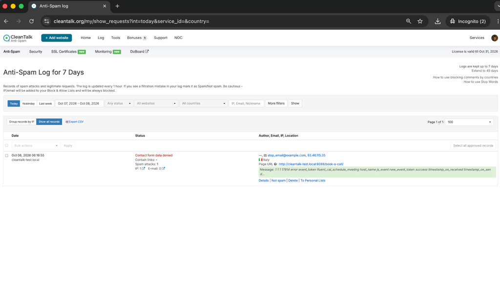 Anti-Spam Cloud Dashboard
